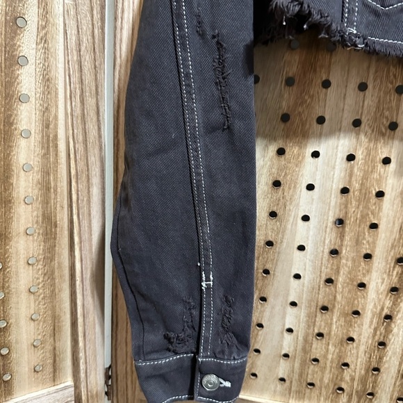 Divided Black Distressed Cropped Denim Jacket - Picture 3 of 7